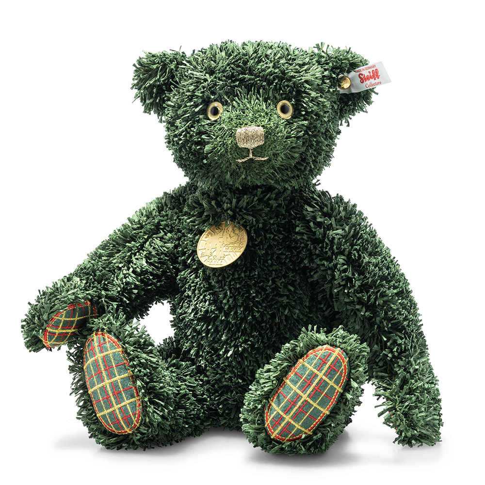 Steiff 德國金耳釦泰迪熊: Teddies for Tomorrow Green Paper Christmas Teddy Bear