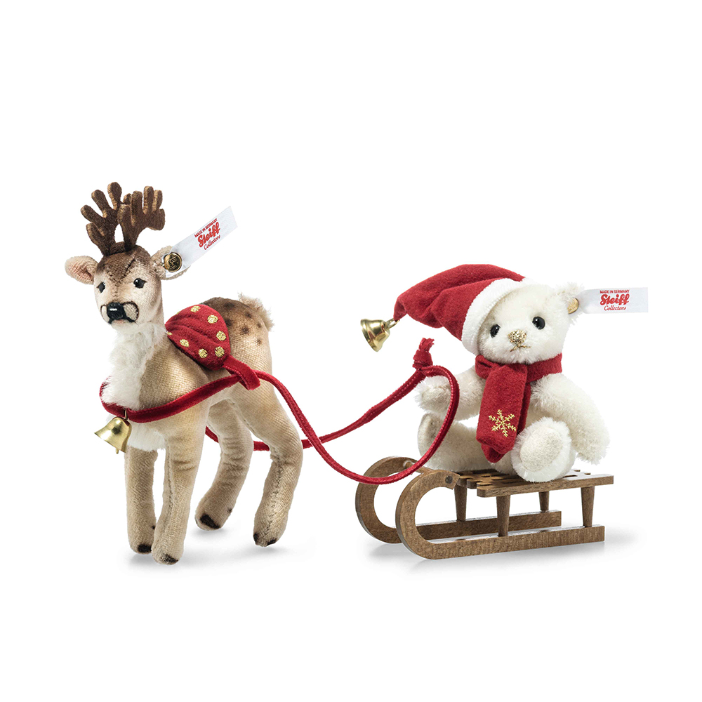 Steiff wճ}: Teddy Bear with Reindeer Sleigh Set