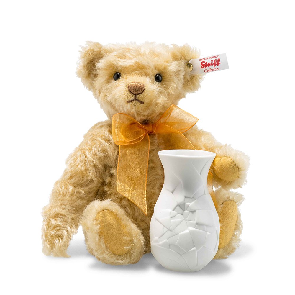 Steiff 德國金耳釦泰迪熊: Sunflower Teddy Bear with Vase