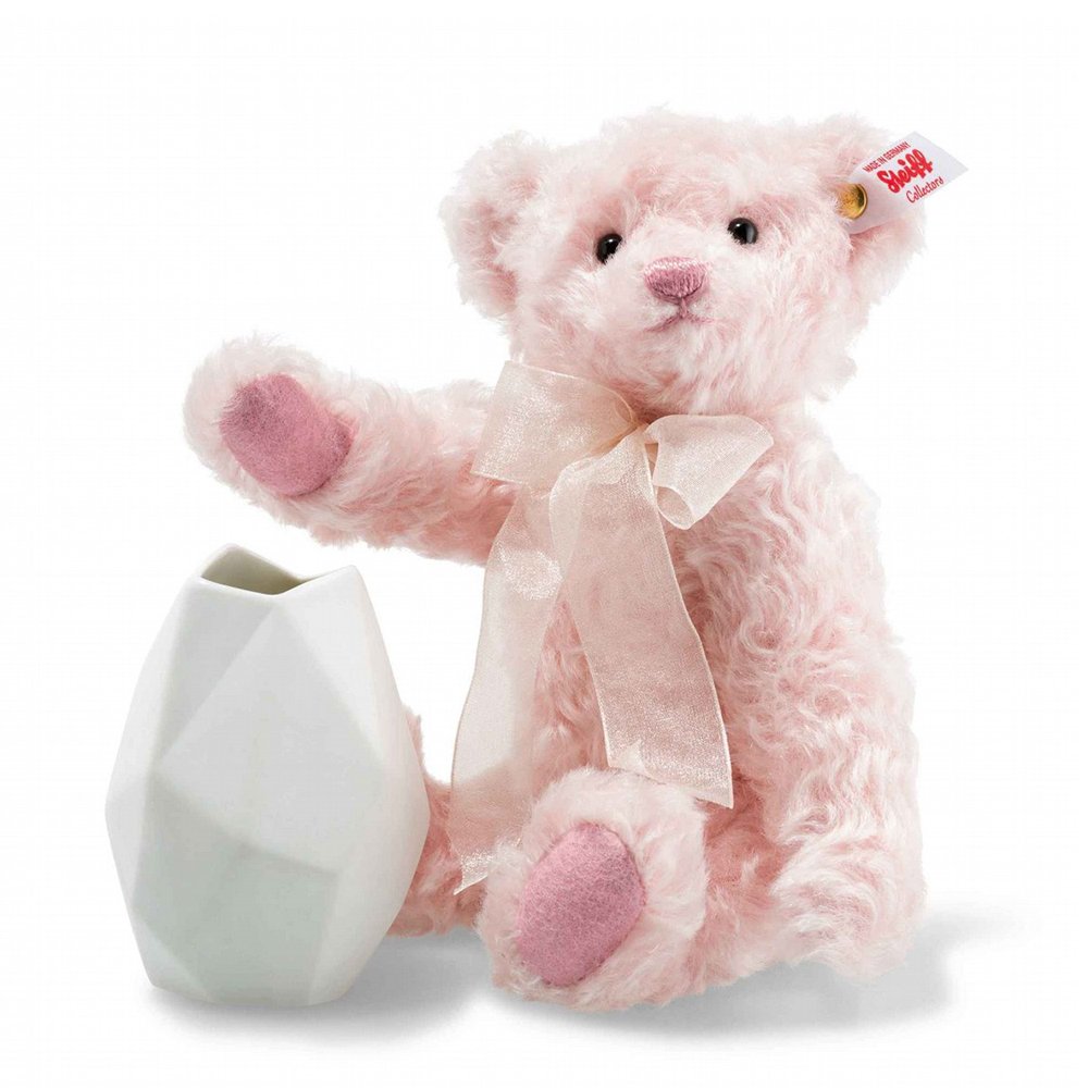 Steiff 德國金耳釦泰迪熊: Rose Teddy Bear With Vase