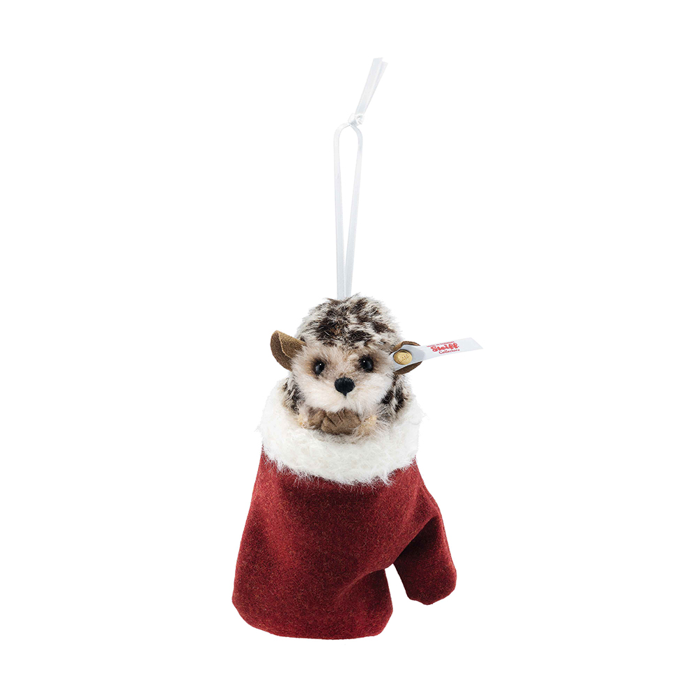 Steiff 德國金耳釦泰迪熊: Hedgehog in a mitten ornament