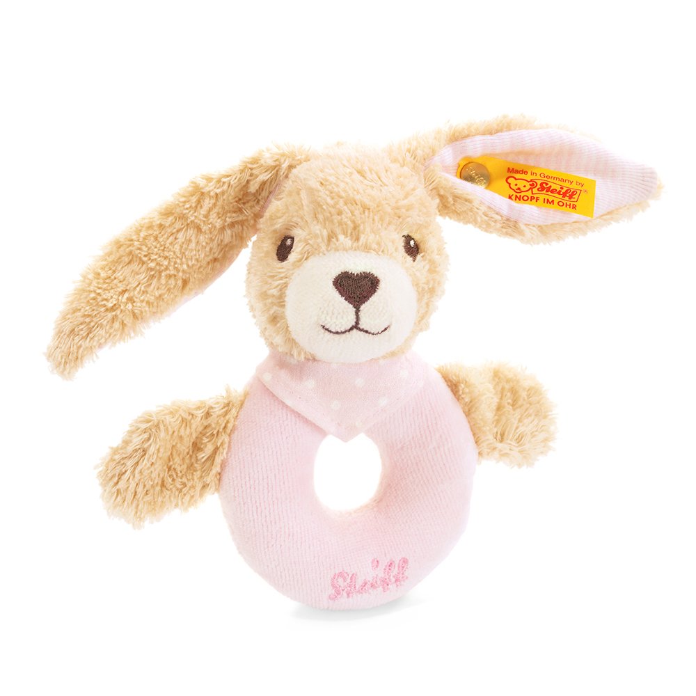 Steiff 德國金耳釦泰迪熊: Hoppel Rabbit Grip Toy 有機棉兔