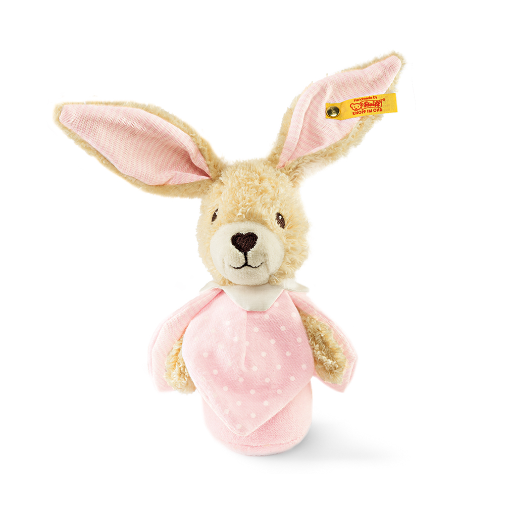 Steiff 德國金耳釦泰迪熊: Hoppel Rabbit Grip Toy 有機棉兔