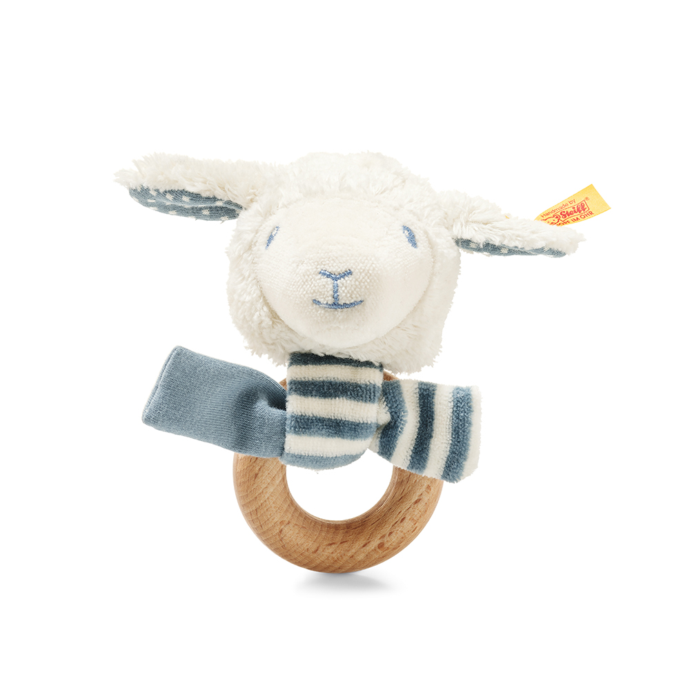 Steiff 德國金耳釦泰迪熊: Leno Lamb Grip Toy with Rattle 有機棉羊
