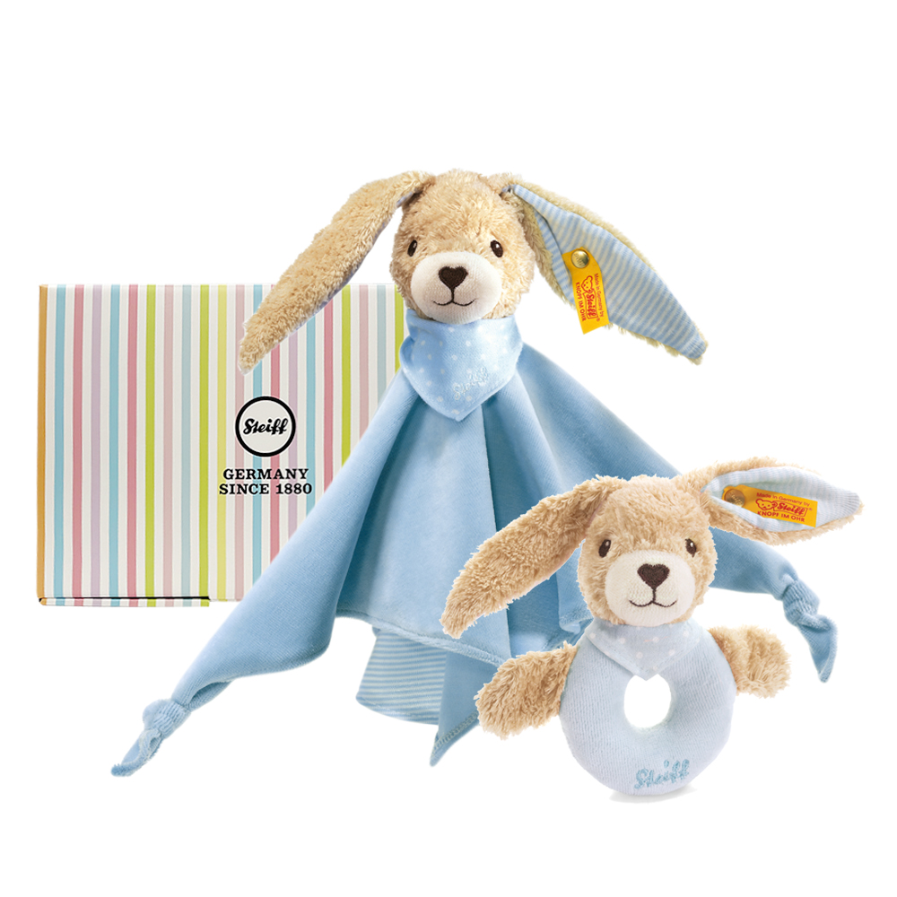 Steiff 德國金耳釦泰迪熊: Hoppel Rabbit 有機棉俏皮兔禮盒